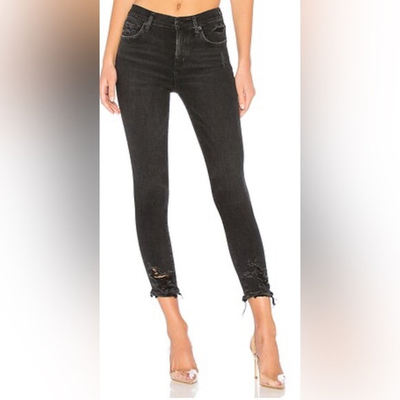 AGOLDE Ag Goldschmeid SOPHIE High Rise Skinny Crop Black Jeans Size 26 26x25 - Picture 1 of 11